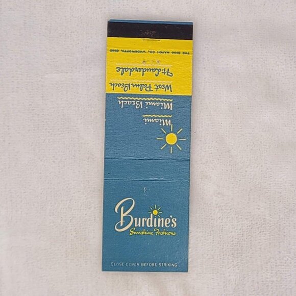 Front Strike Matchbook Cover Burdine’s Sunshine Fashions Miami FL Florida - Picture 4 of 5